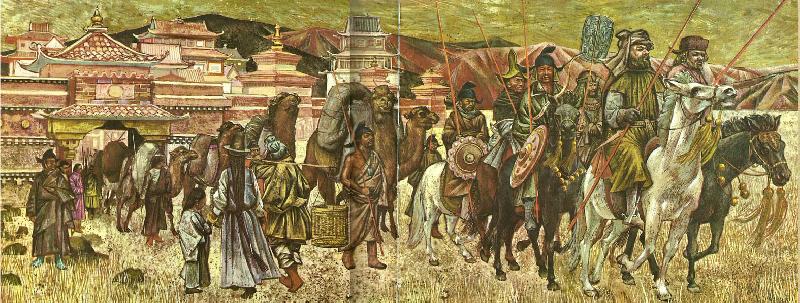 unknow artist en karavan under marco polos ledning ger sig ivag pa ett uppdrag for kublai khans rakning i norra kina China oil painting art